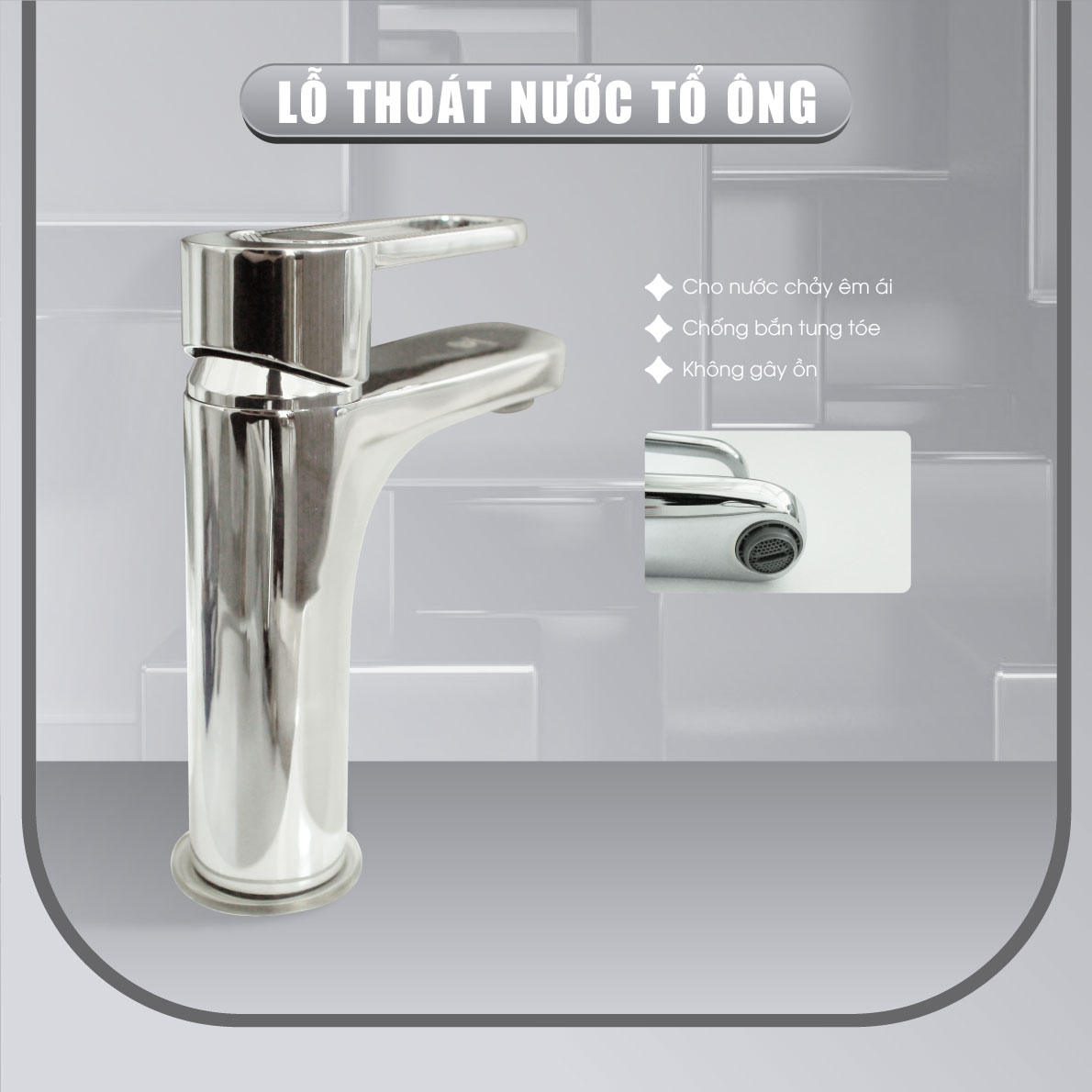 Vòi Lavabo Nóng Lạnh Đồng Thau Mạ Crom A-VL32 lỗ thoát nước linh hoạt