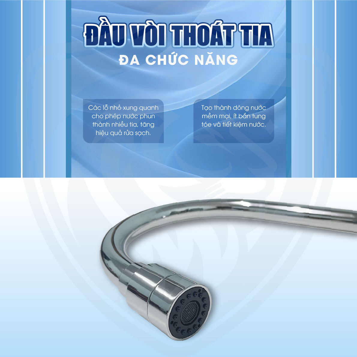 Vòi chén nóng lạnh Fotari AVC41 thiết kế đầu vòi thông minh, giúp dòng nước chảy đều và mạnh