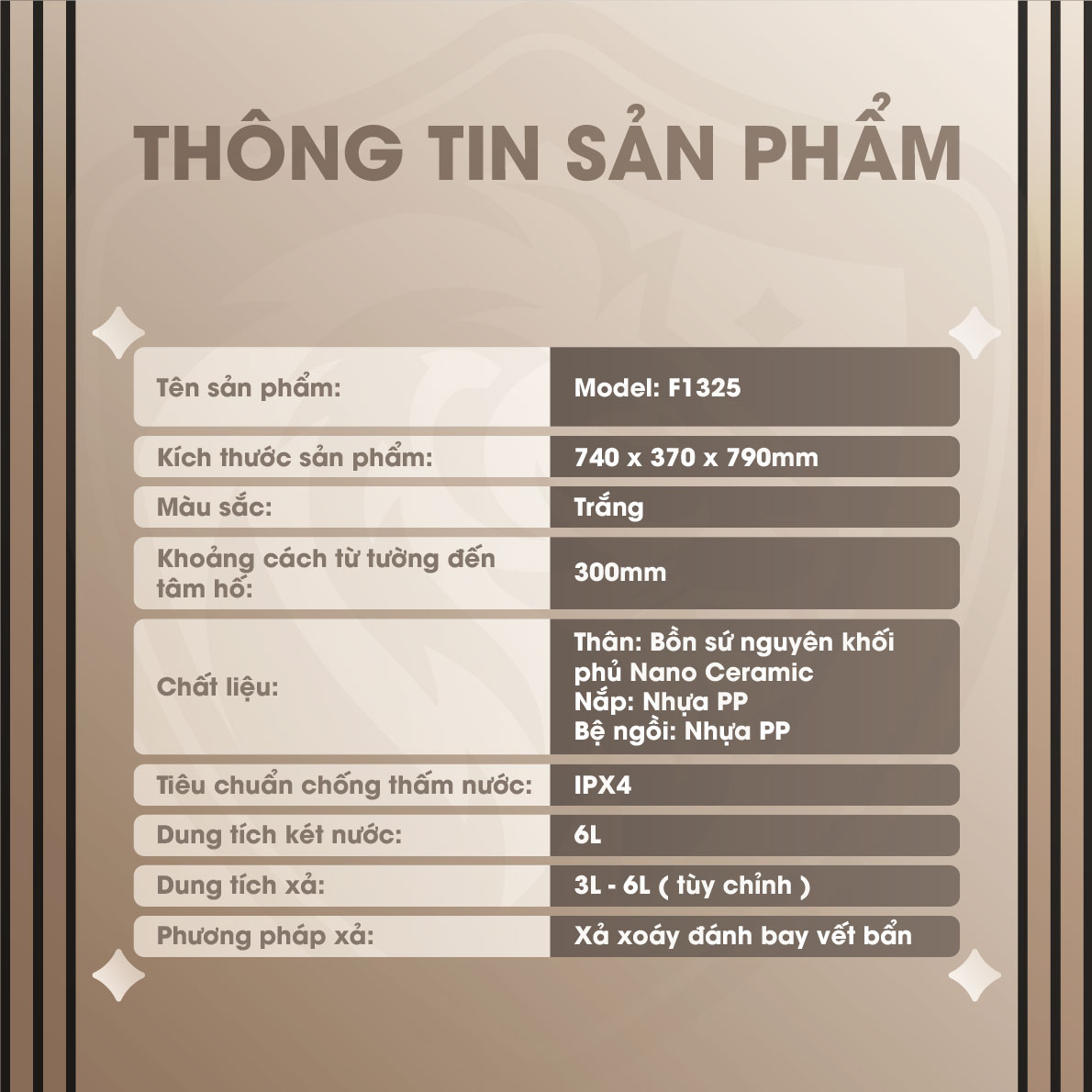 Bồn Cầu Sứ Nguyên Khối 1325 