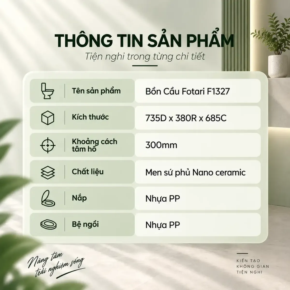 Bồn cầu nguyên khối nano ceramic F1327