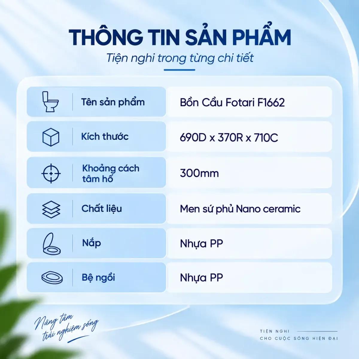 Bồn cầu nguyên khối nano ceramic F1662