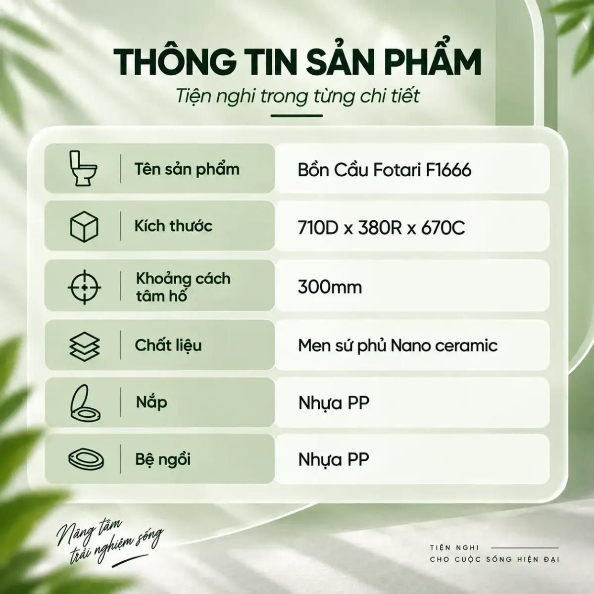 Bồn cầu nguyên khối nano ceramic F1666