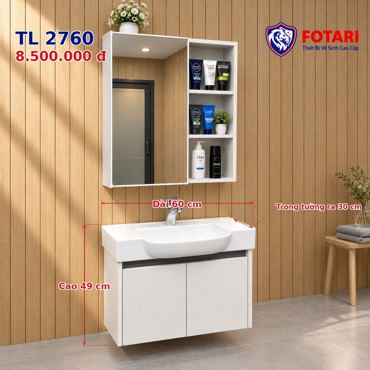 Kích thước tủ lavabo TL-2760