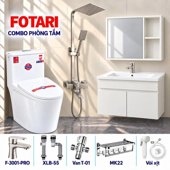 Combo đẹp 10 — tủ trắng, tủ gương ngăn hở, sen cây vuông