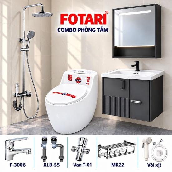 Combo mô phỏng 04 — tủ xám đen vân sọc, bồn cầu trứng