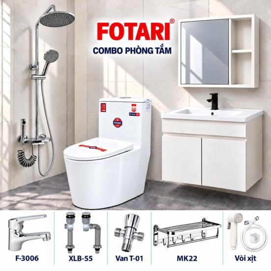 Combo mô phỏng 05 — tủ trắng trơn, vòi lavabo đen