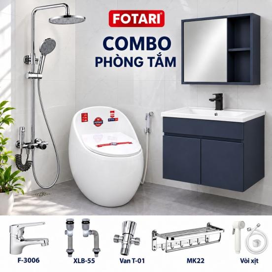 Combo mô phỏng 06 — tủ navy trơn, bồn cầu trứng