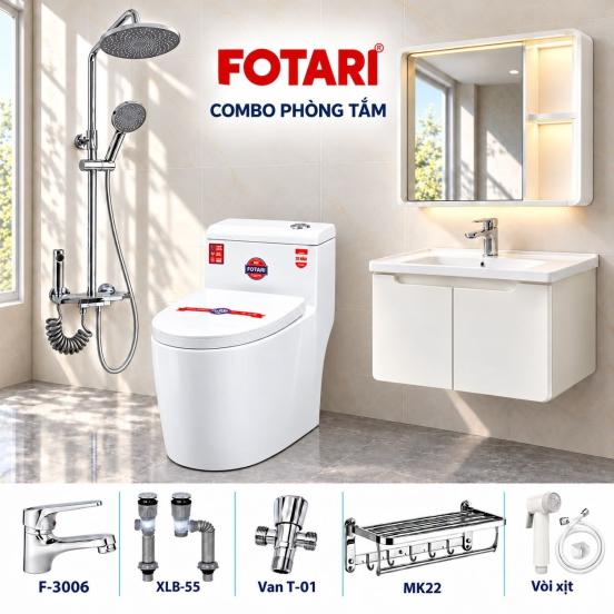 Combo mô phỏng 08 — tủ trắng kem, gương đèn hắt
